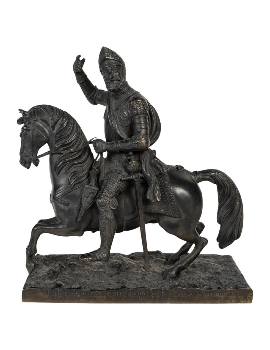 Bronze Sculpture Representing The King Of France, Henry Ii, 19th Century.