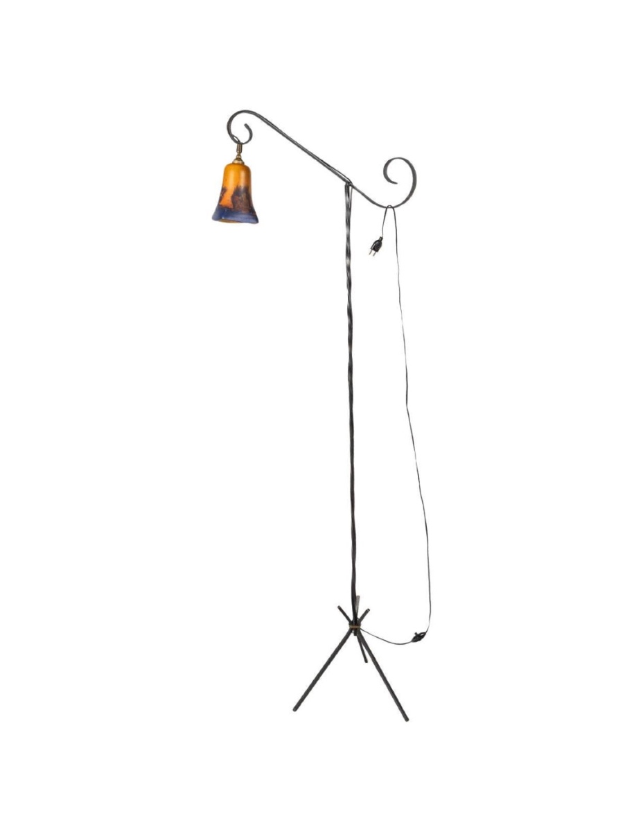 Lampadaire En Fer Forgé Et Pâte De Verre, 1960.