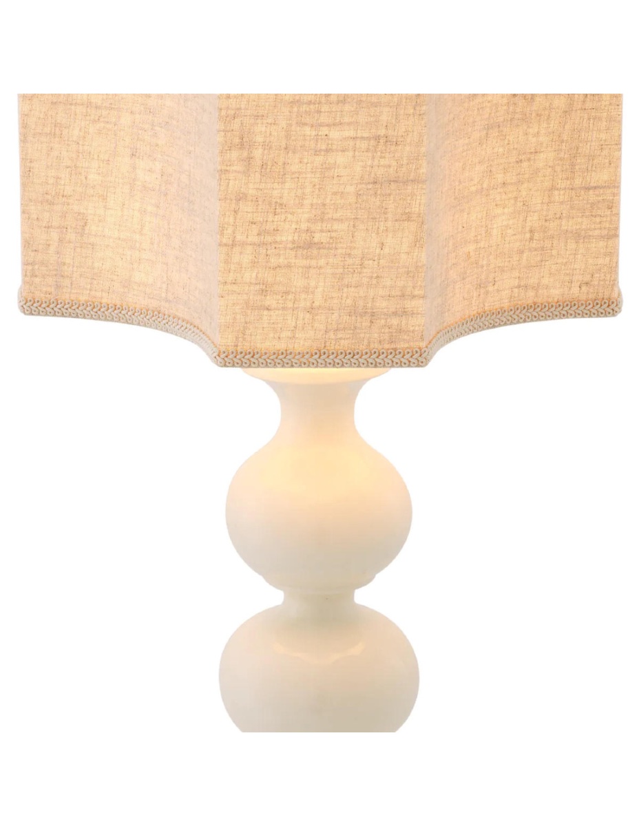 Paire De Lampes De Table En Céramique Blanche Craquelée Et Laiton Patiné.-photo-2
