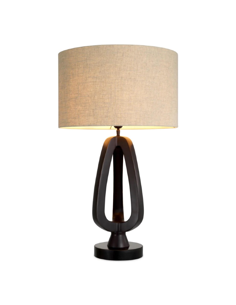 Pair Of Patinated Bronze Table Lamps With Black Granite Base.-photo-2