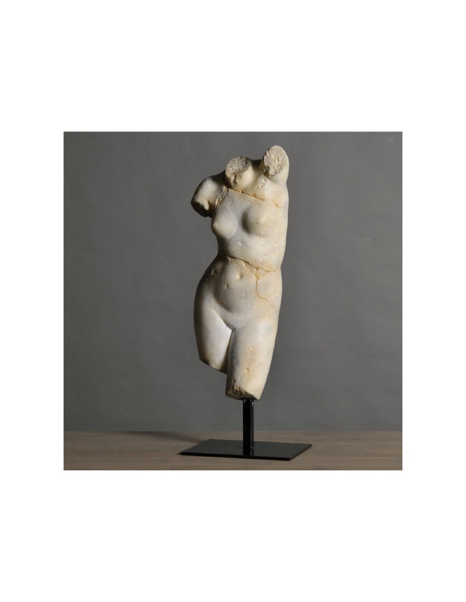 Sculpture De Vénus En Résine Et Socle En Métal, Model De Taille Moyenne.-photo-1