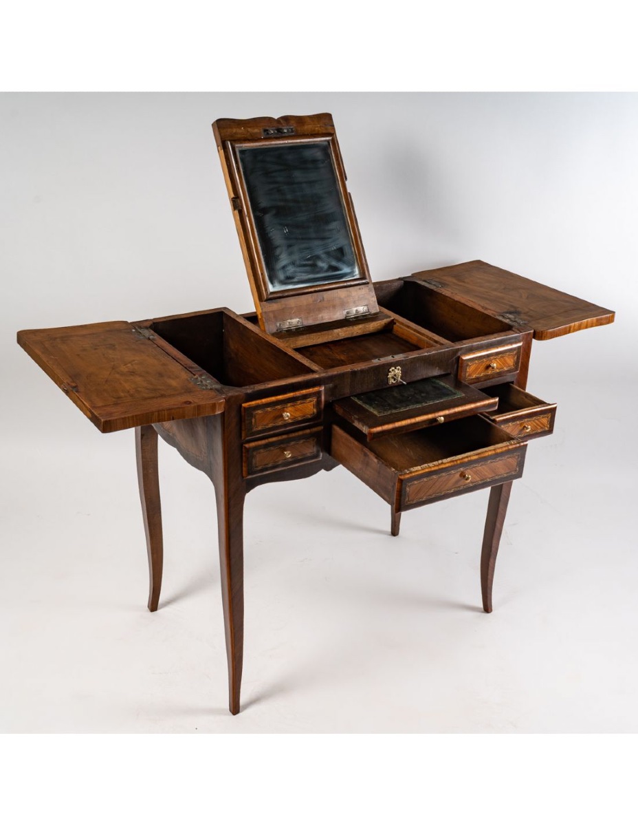 Coiffeuse en bois de placage de style Louis XV, XIXème siècle-photo-2