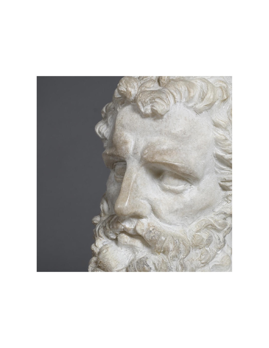 Small Hercules Head Sculpture In Resin With Metal Base.-photo-2