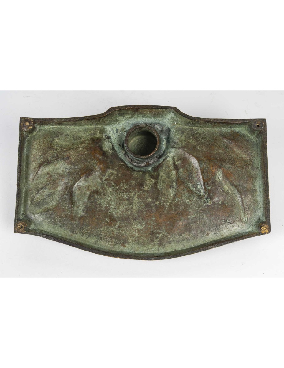 Art Nouveau Period Patinated And Gilded Bronze Inkwell, 1900.-photo-3