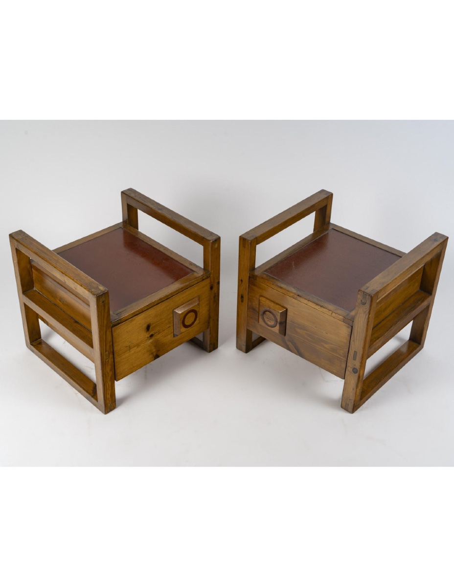 Paire de tables de chevet en bois des années 1960.-photo-3