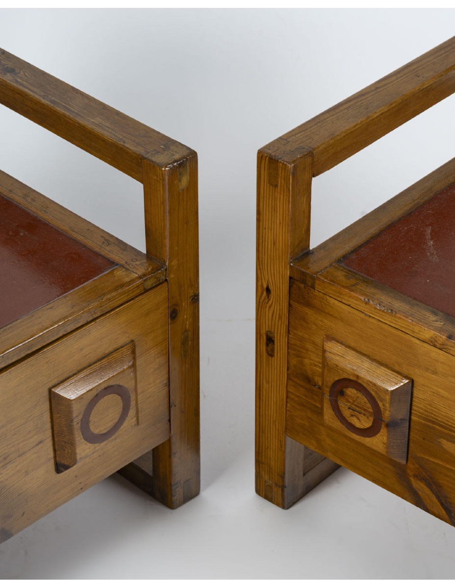 Paire de tables de chevet en bois des années 1960.-photo-4