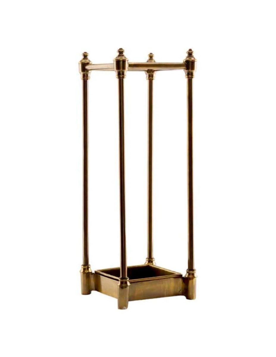 Pair Of Umbrella Stands, Antique Brass Finish, Drip Tray Included, Chic Vintage Frame-photo-3