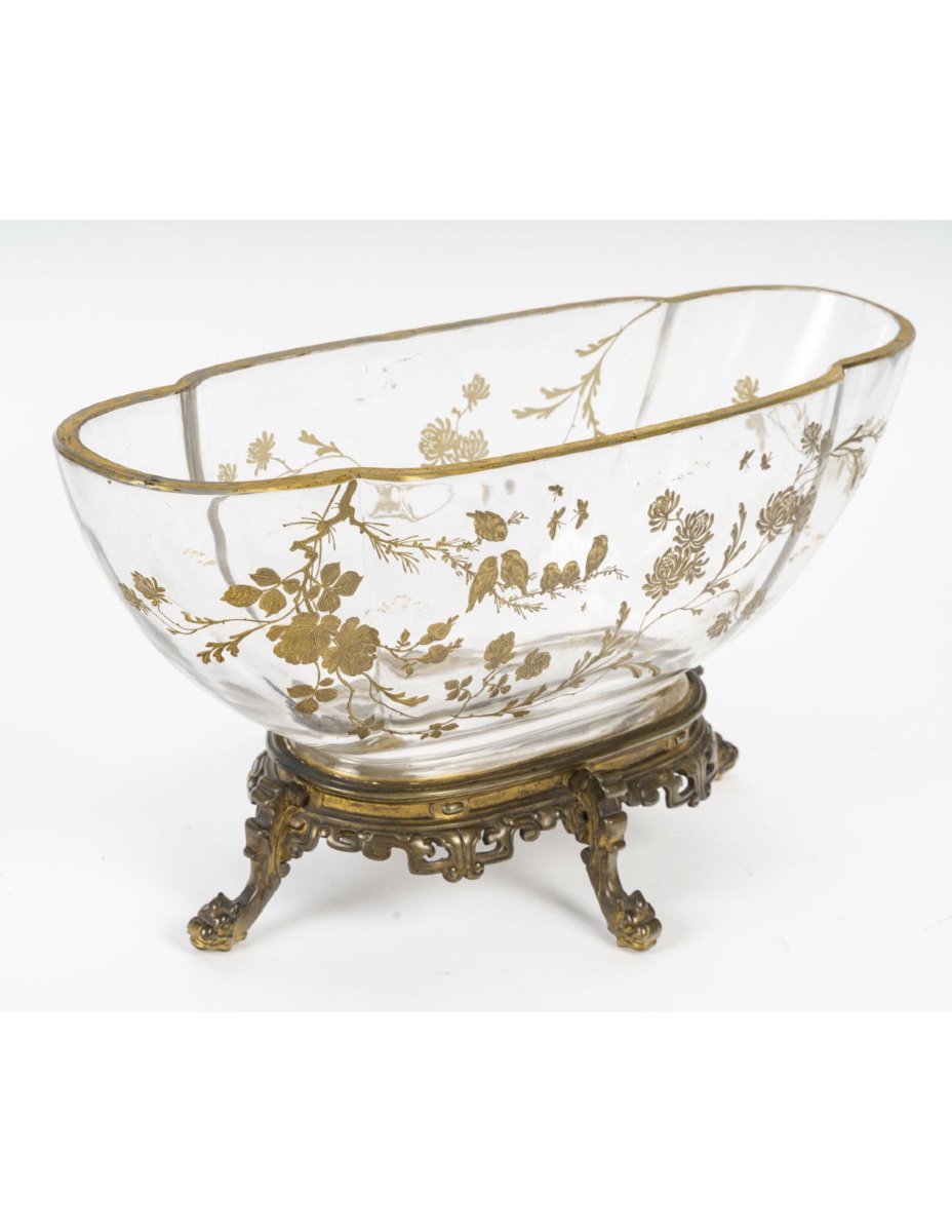 Coupe en cristal de Baccarat, monture en bronze, XIXème siècle, époque Napoléon III.-photo-3