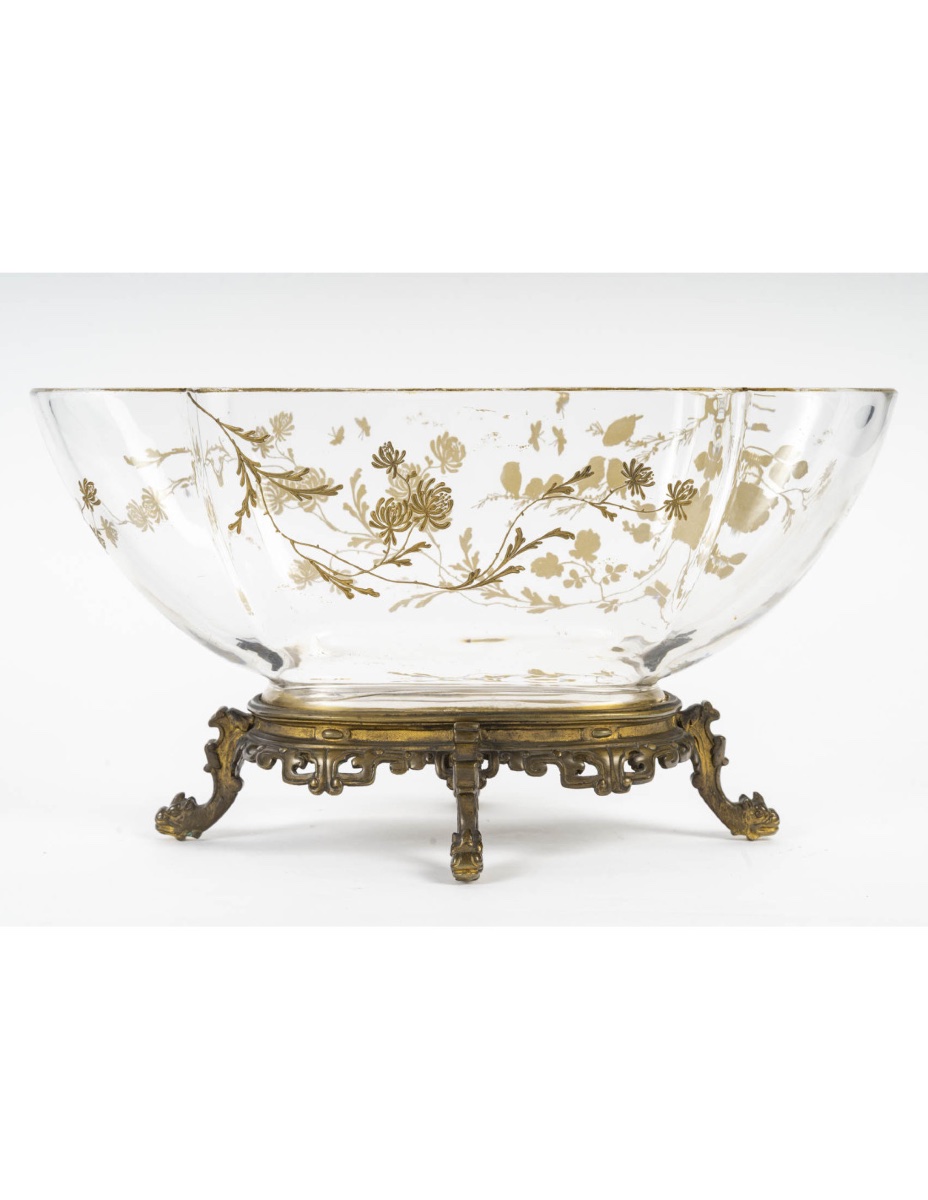 Coupe en cristal de Baccarat, monture en bronze, XIXème siècle, époque Napoléon III.-photo-2