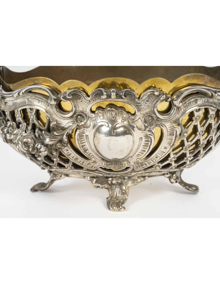 Cup, Silver-plated Bronze Planter, 19th Century, Napoleon III Period.-photo-2