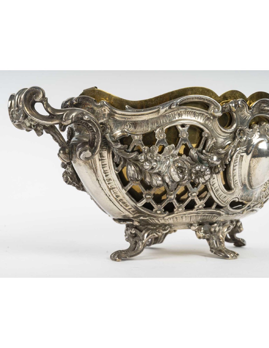 Cup, Silver-plated Bronze Planter, 19th Century, Napoleon III Period.-photo-4