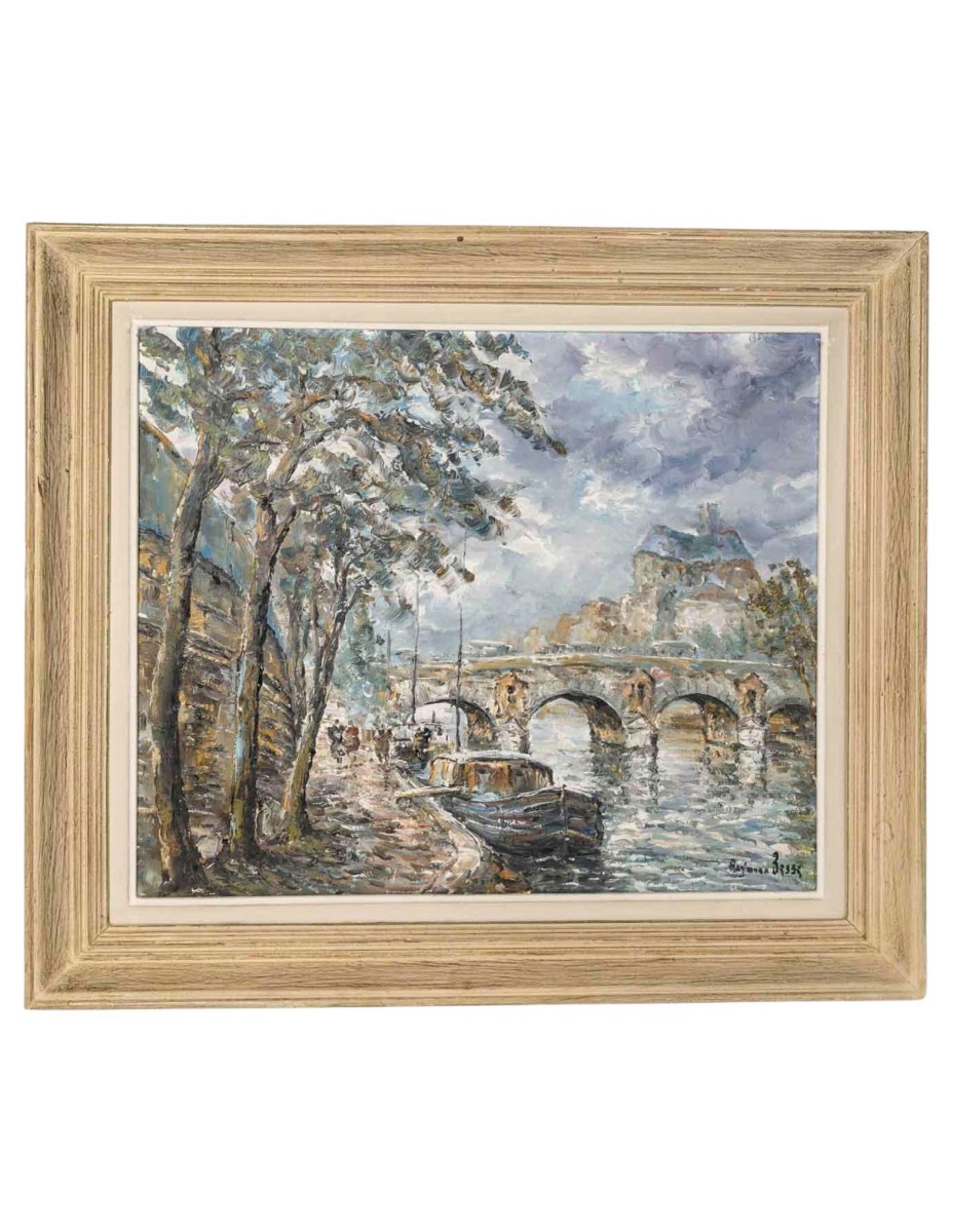 Painting, Oil On Canvas From The Beginning Of The 20th Century, Representing The Pont Marie.