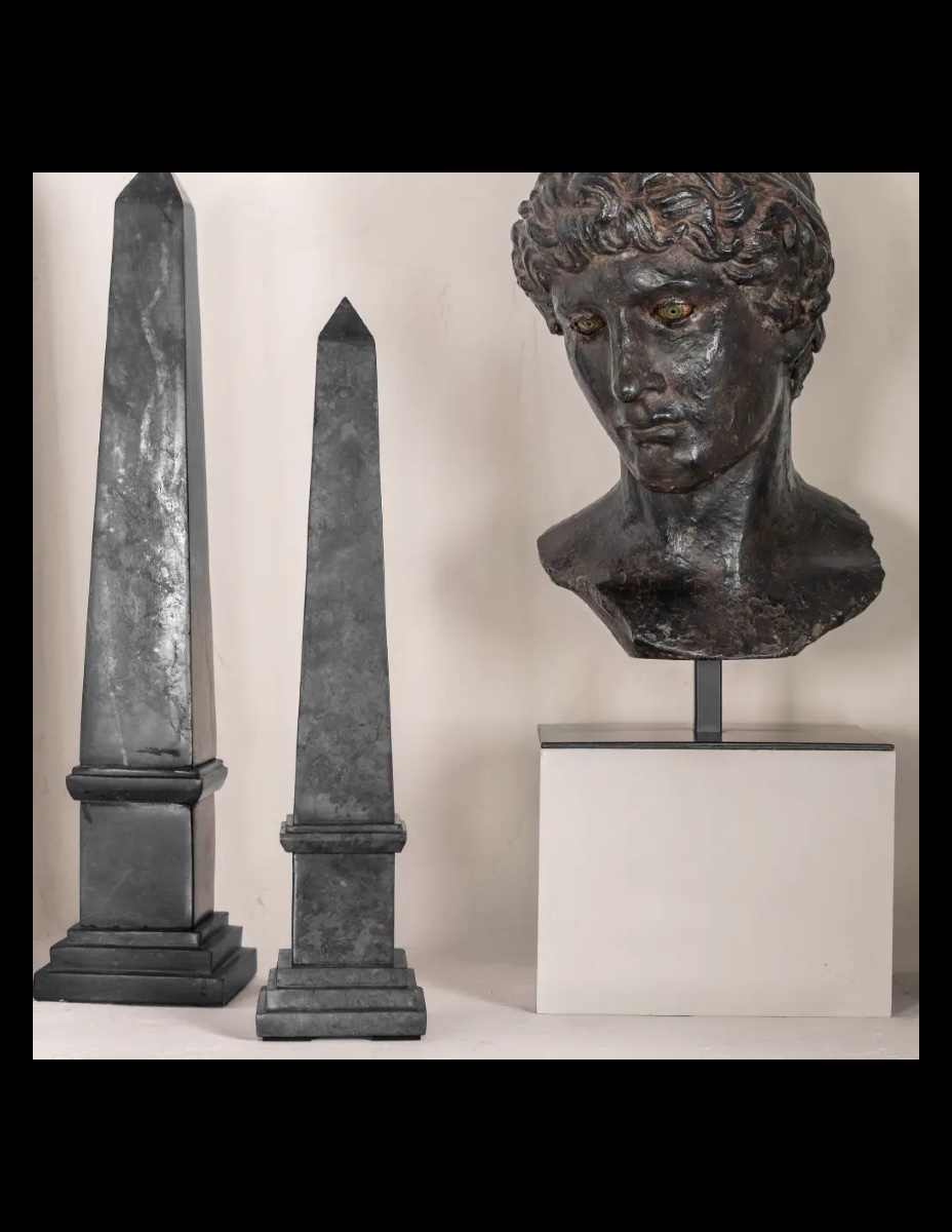 Apollon – buste inspiré de l’époque Gréco-Romaine, patine sombre.-photo-2