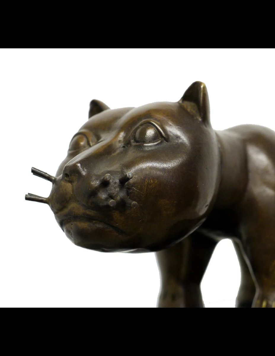 Sculpture en bronze,"El Gato", dans le gout de Fernando Botero-photo-1