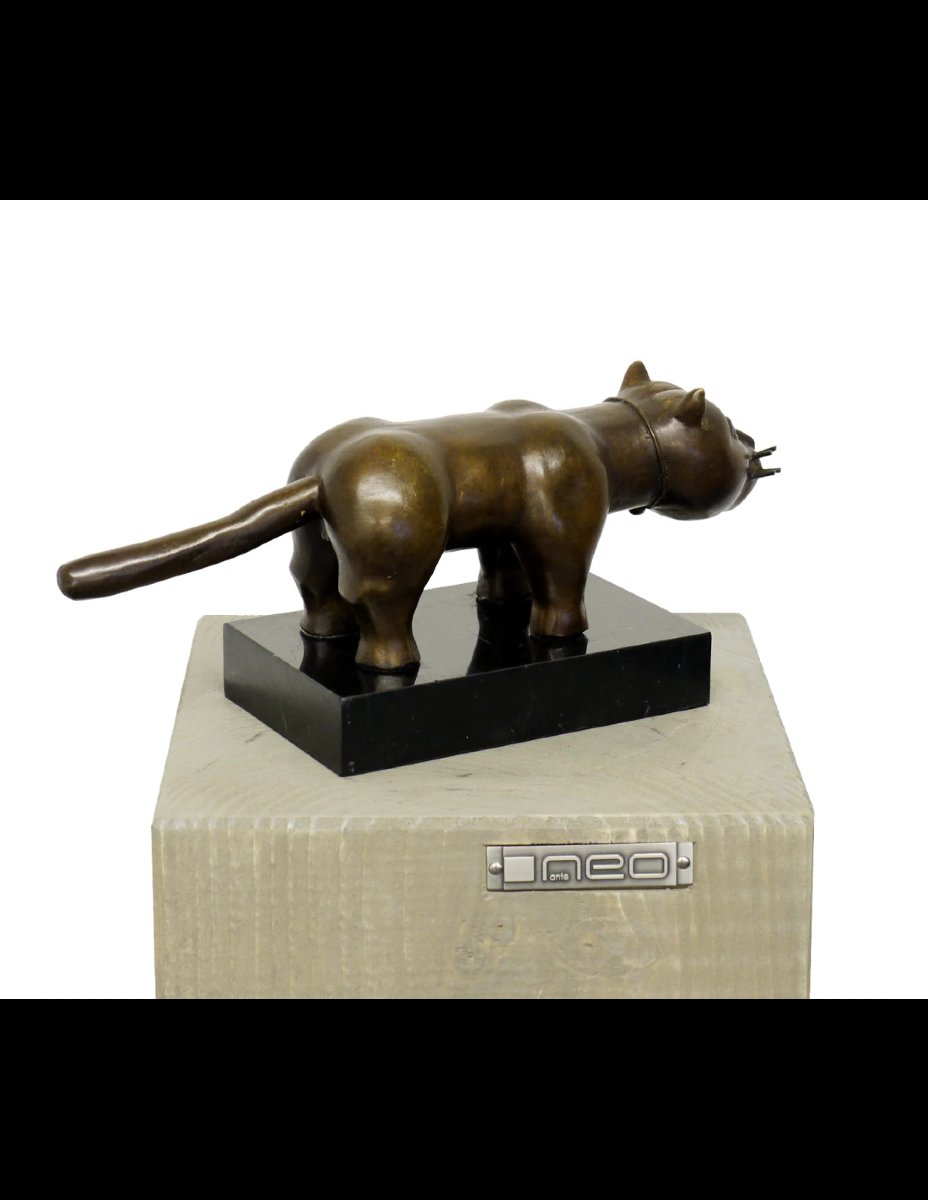Sculpture en bronze,"El Gato", dans le gout de Fernando Botero-photo-3