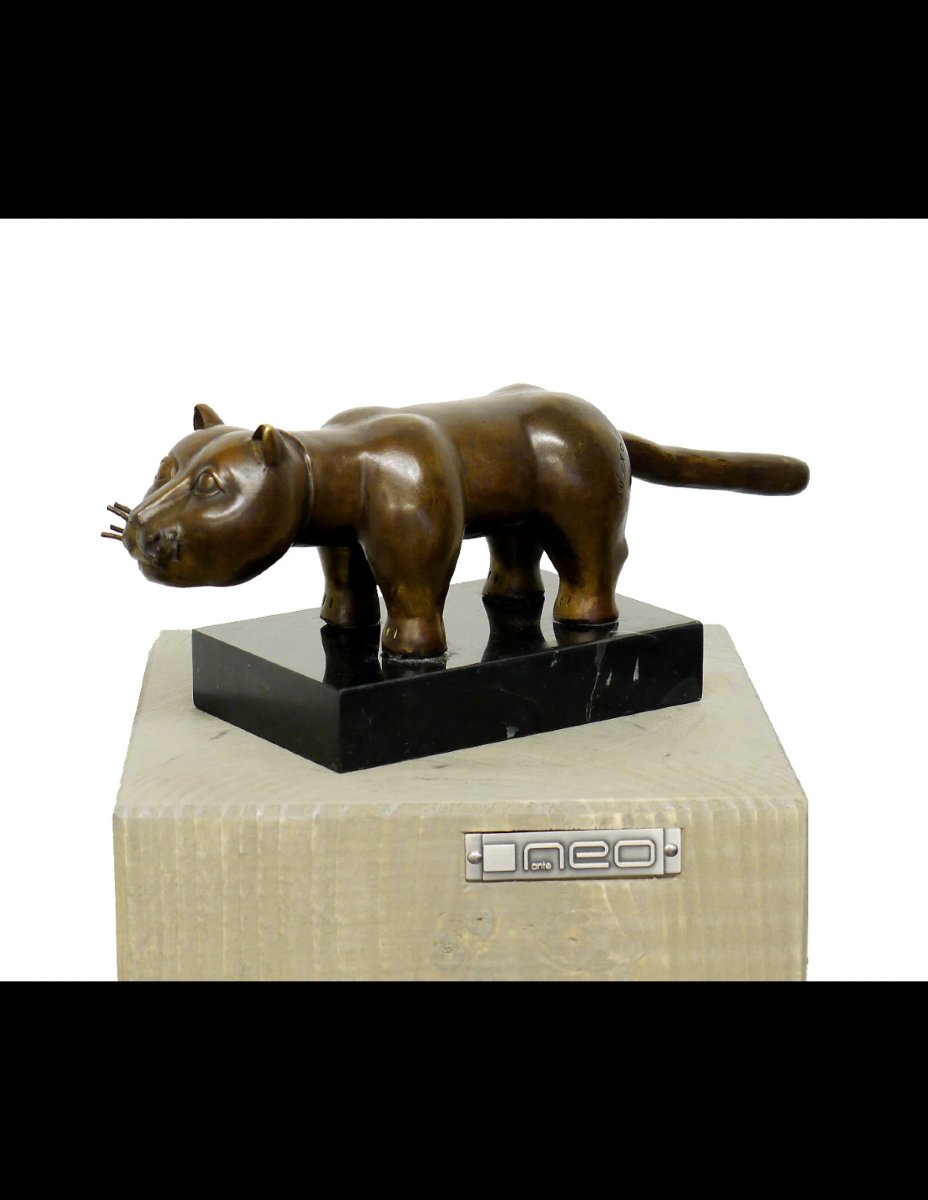 Sculpture en bronze,"El Gato", dans le gout de Fernando Botero