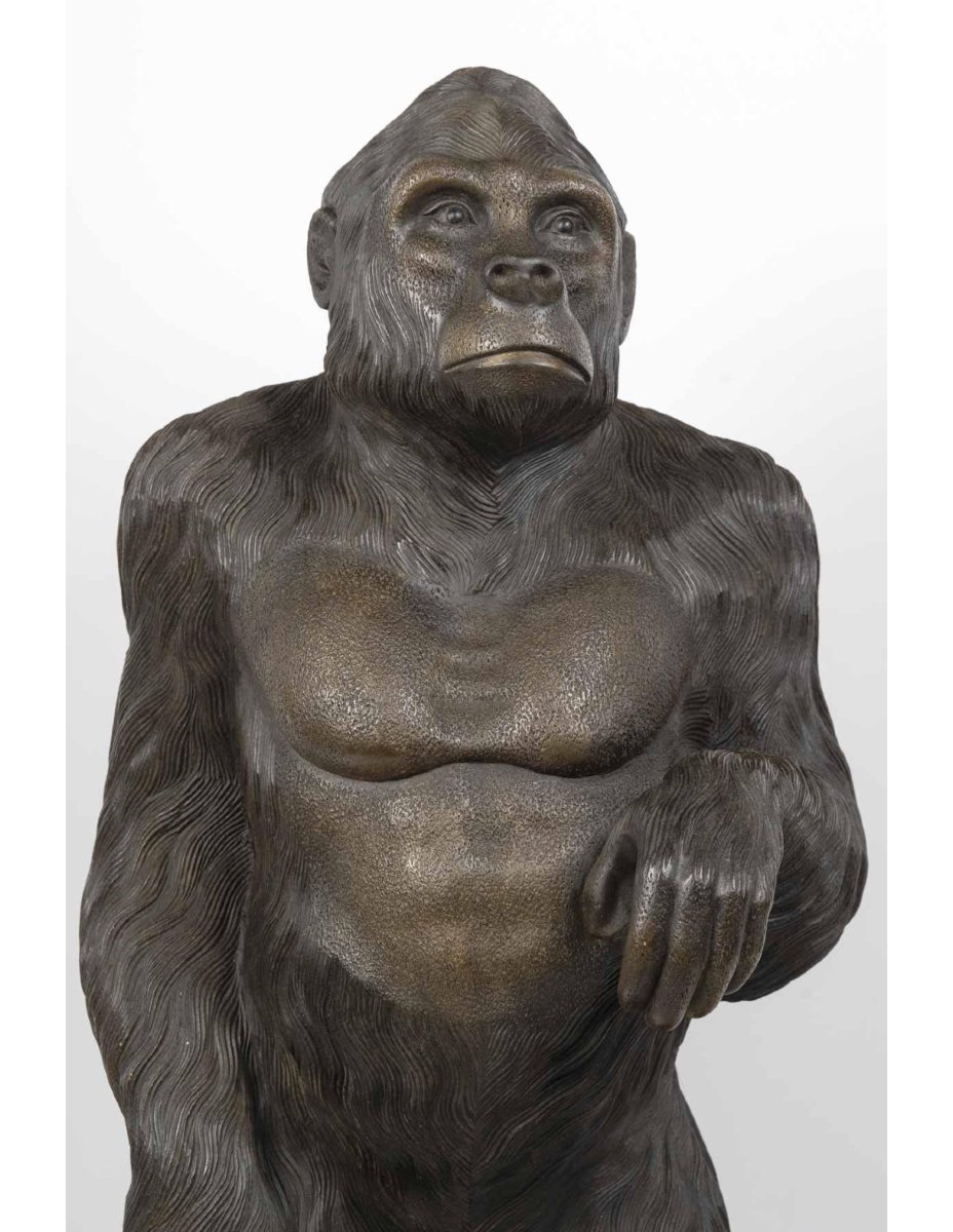 Large-scale Carved Wooden Sculpture Of A Gorilla, 20th Century.-photo-2