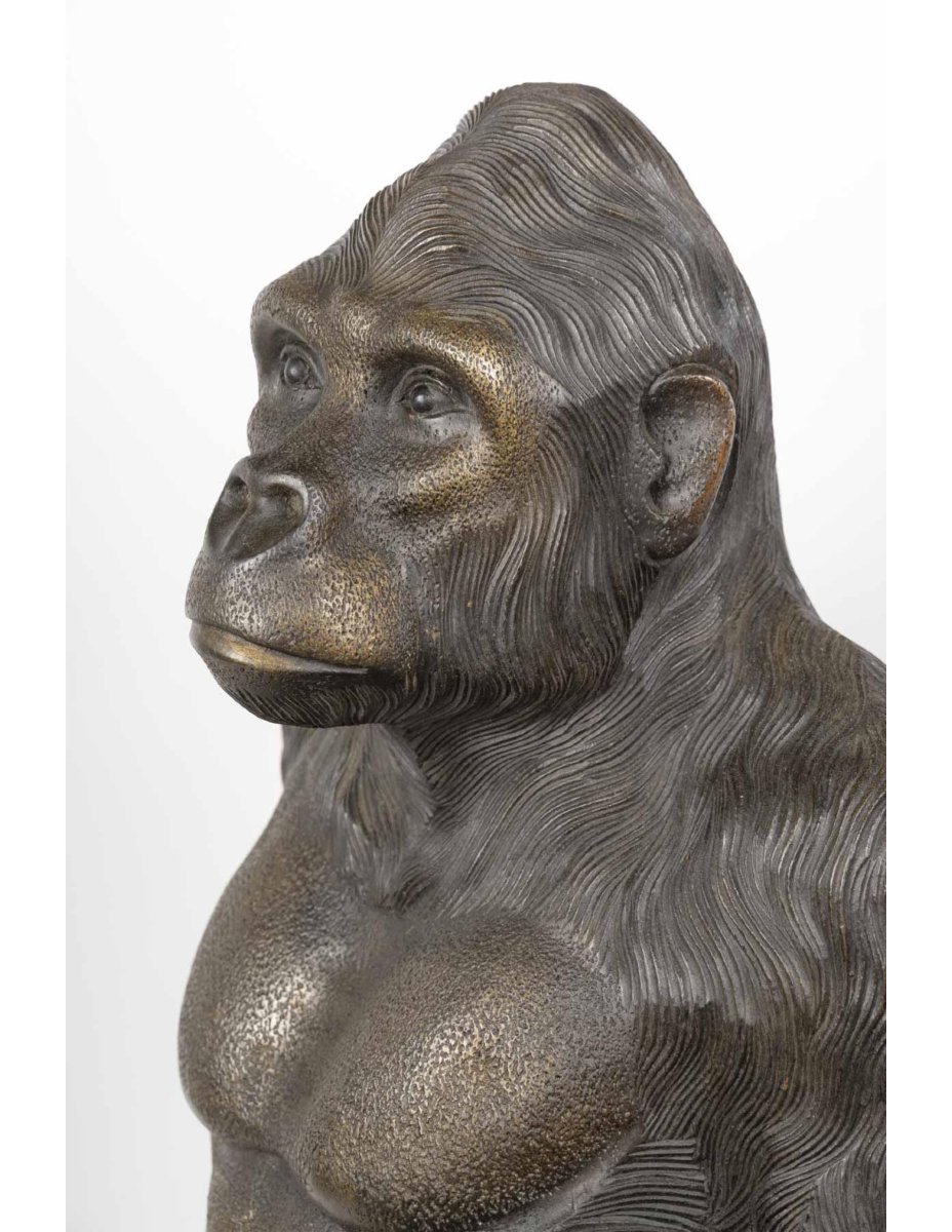 Large-scale Carved Wooden Sculpture Of A Gorilla, 20th Century.-photo-2