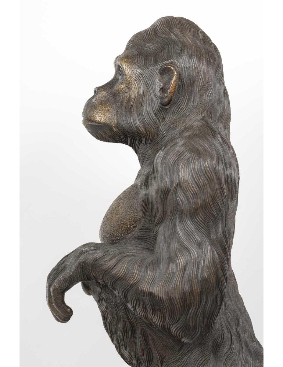 Large-scale Carved Wooden Sculpture Of A Gorilla, 20th Century.-photo-4