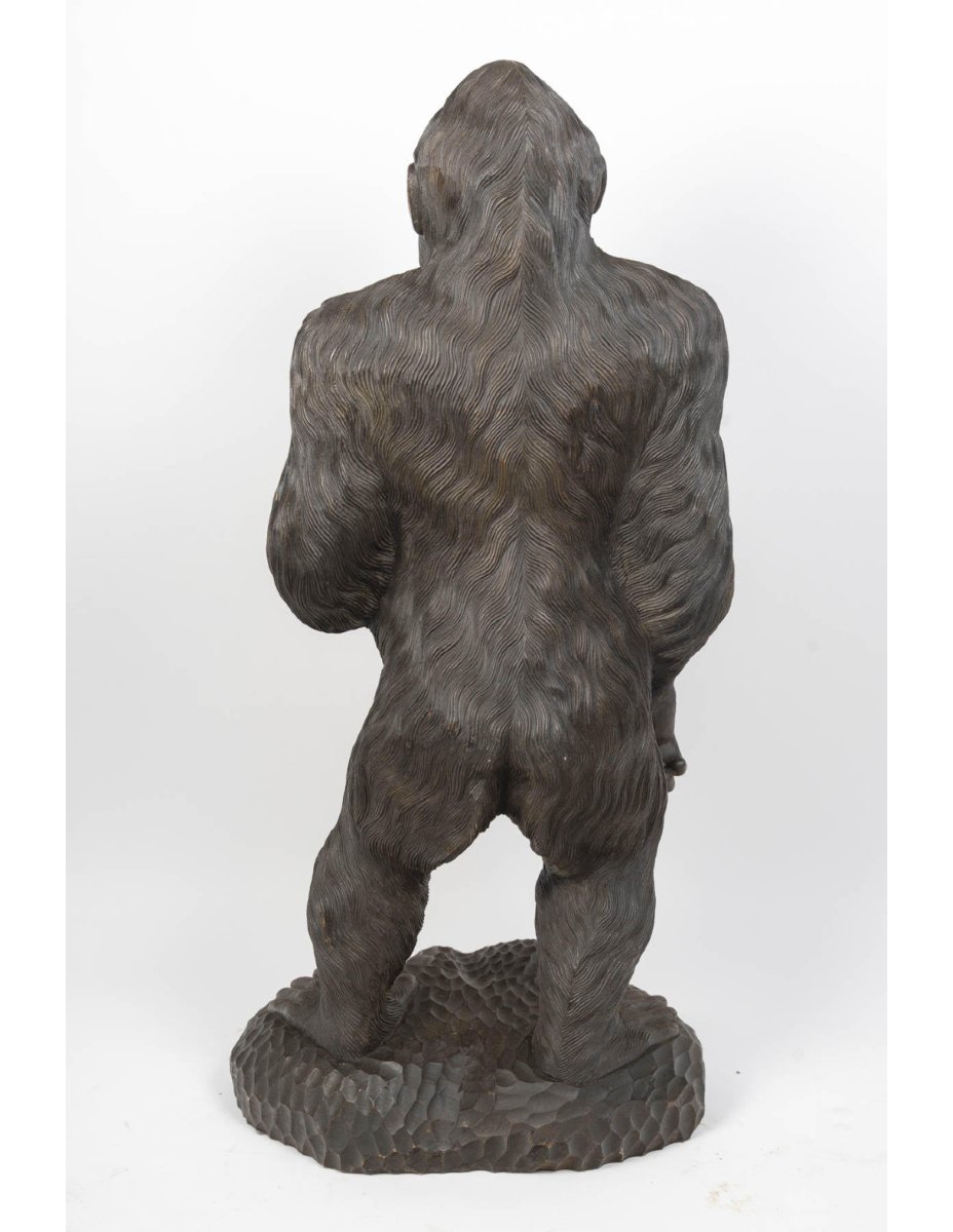 Large-scale Carved Wooden Sculpture Of A Gorilla, 20th Century.-photo-5