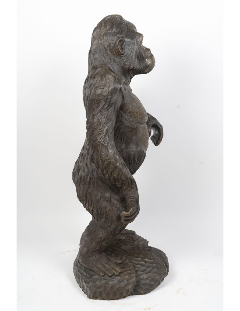 Large-scale Carved Wooden Sculpture Of A Gorilla, 20th Century.-photo-6