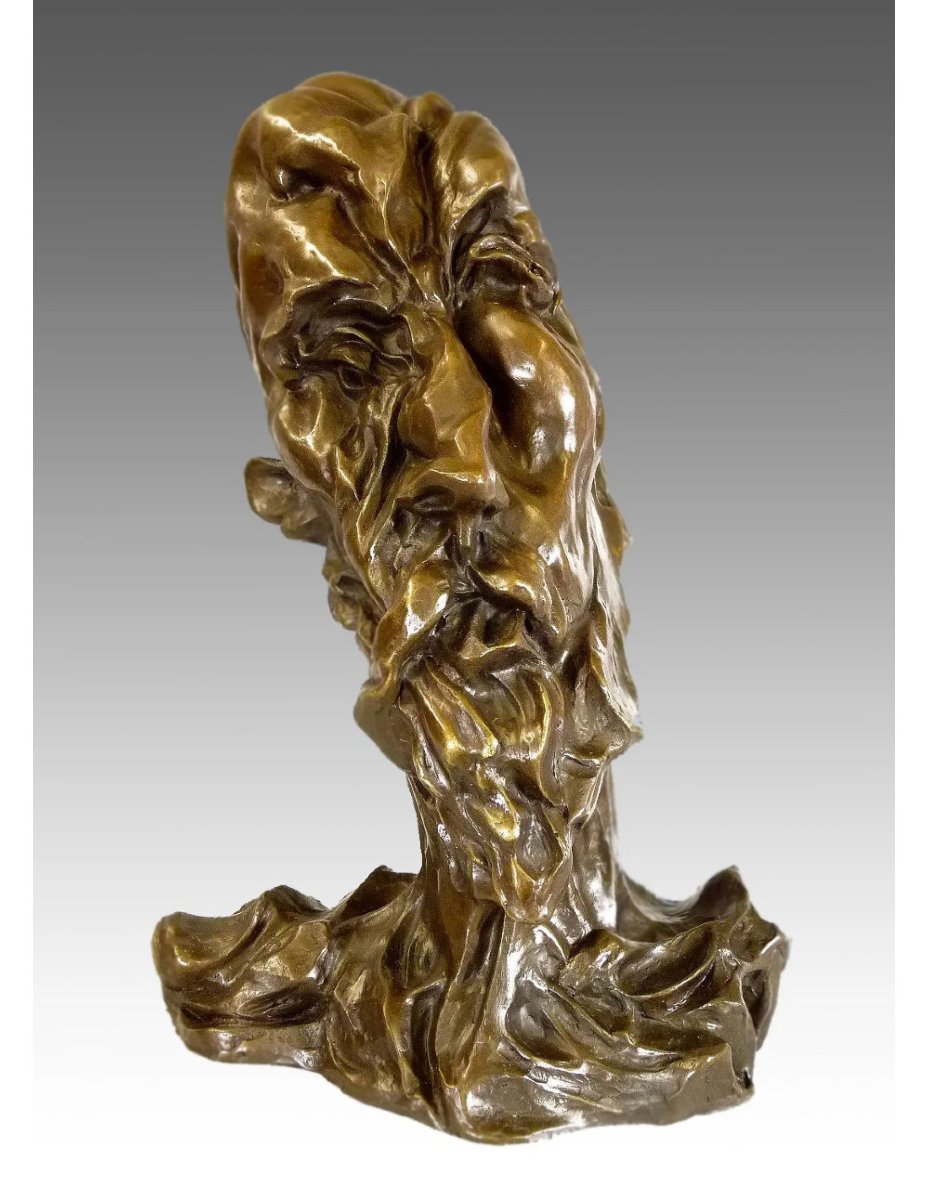 "face Of Don Quixote," A Cubist Bronze Sculpture Based On A Work By Otto Gutfreund-photo-2