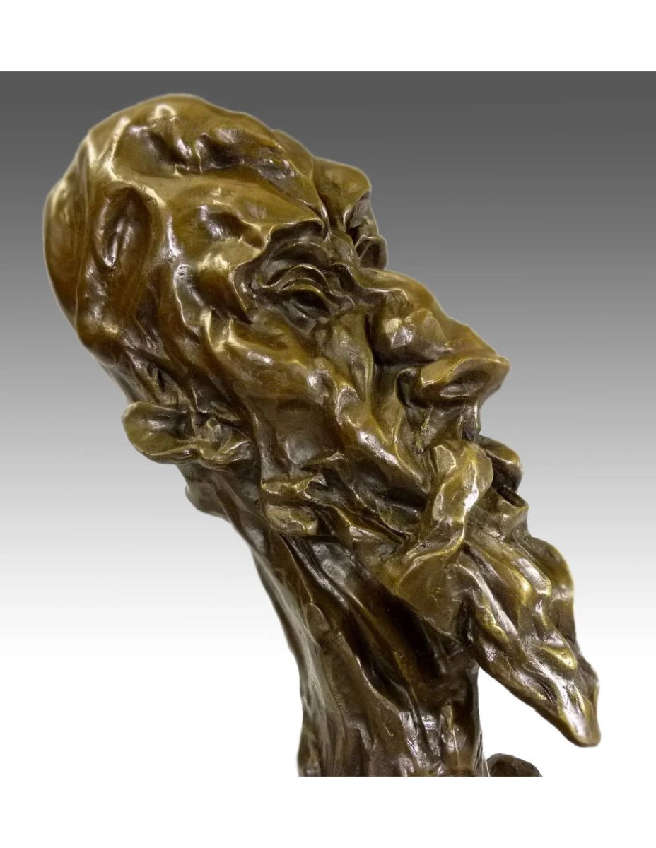 "face Of Don Quixote," A Cubist Bronze Sculpture Based On A Work By Otto Gutfreund-photo-3