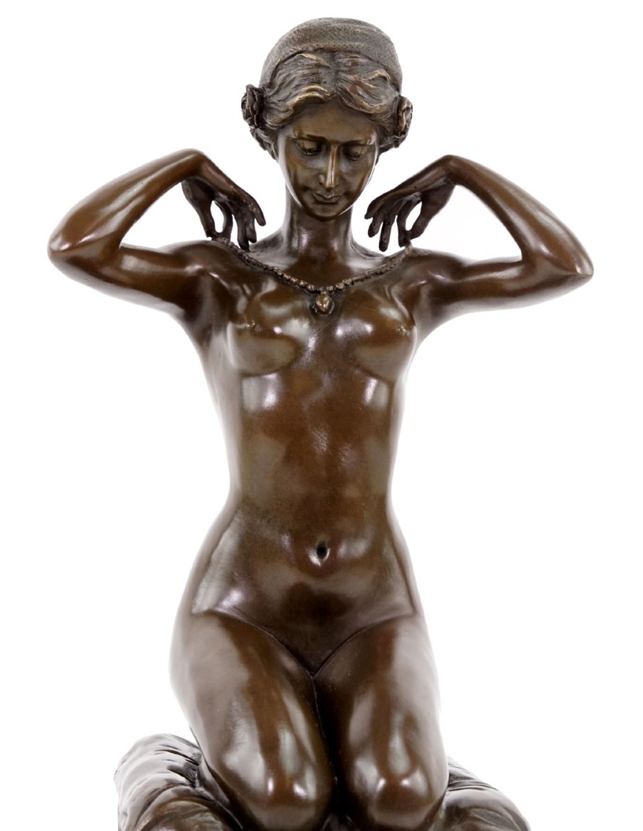Nude Erotic Statue, Art Nouveau-style Bronze Sculpture-photo-2