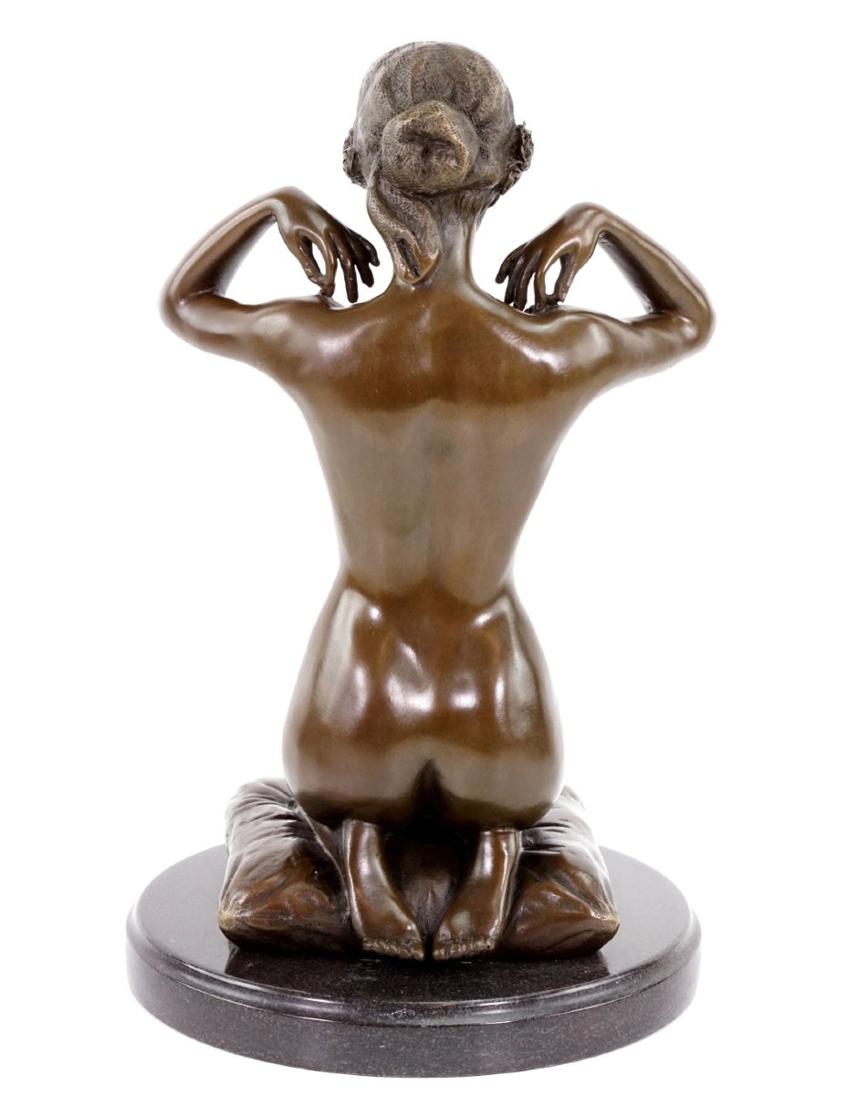 Nude Erotic Statue, Art Nouveau-style Bronze Sculpture-photo-2