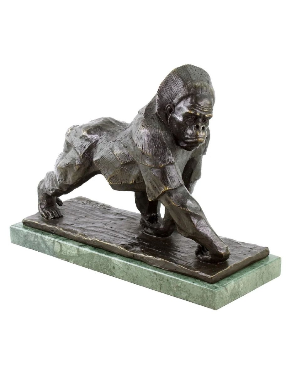 Gorilla Statue, A Bronze Sculpture Based On A Design By Rembrandt Bugatti.-photo-2