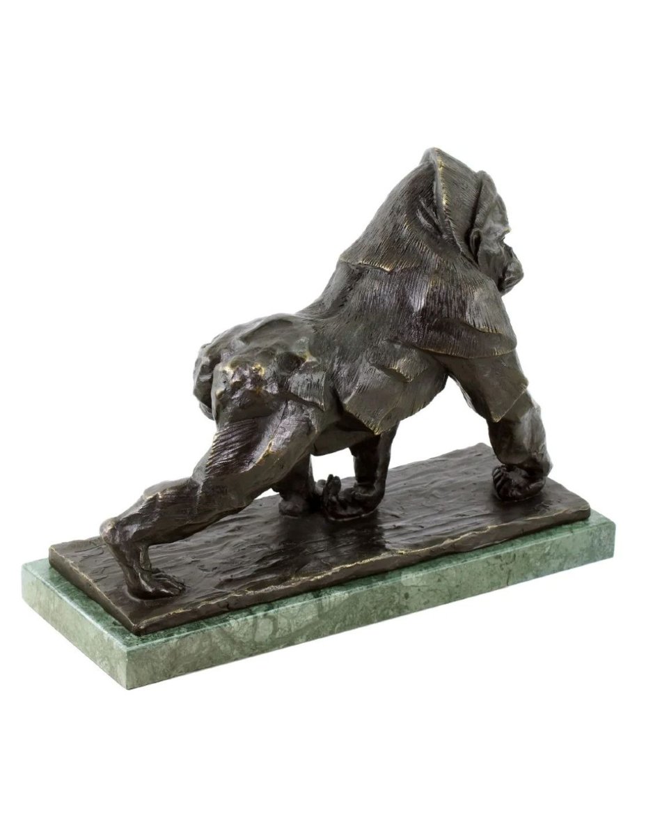 Gorilla Statue, A Bronze Sculpture Based On A Design By Rembrandt Bugatti.-photo-3