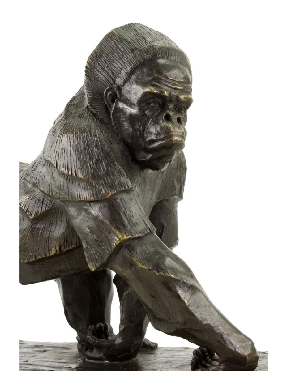 Gorilla Statue, A Bronze Sculpture Based On A Design By Rembrandt Bugatti.-photo-4