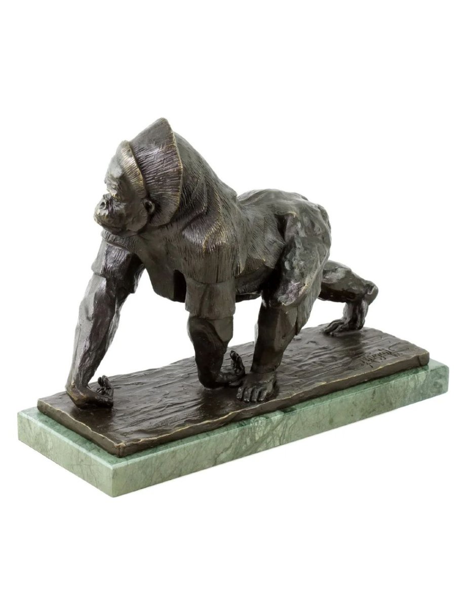Gorilla Statue, A Bronze Sculpture Based On A Design By Rembrandt Bugatti.-photo-5