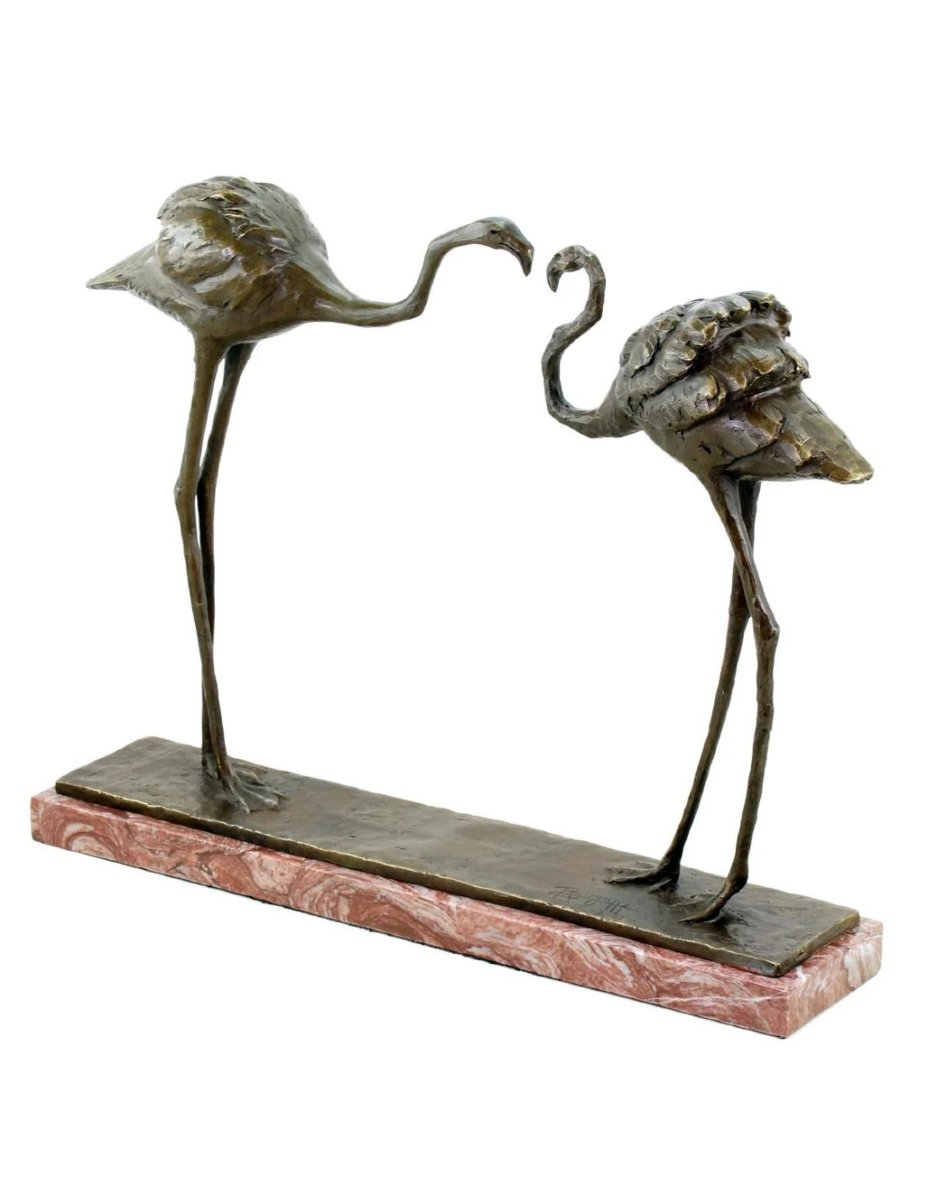 Statue Of Two Flamingos, A Bronze Sculpture Based On A Design By Rembrandt Bugatti.-photo-3