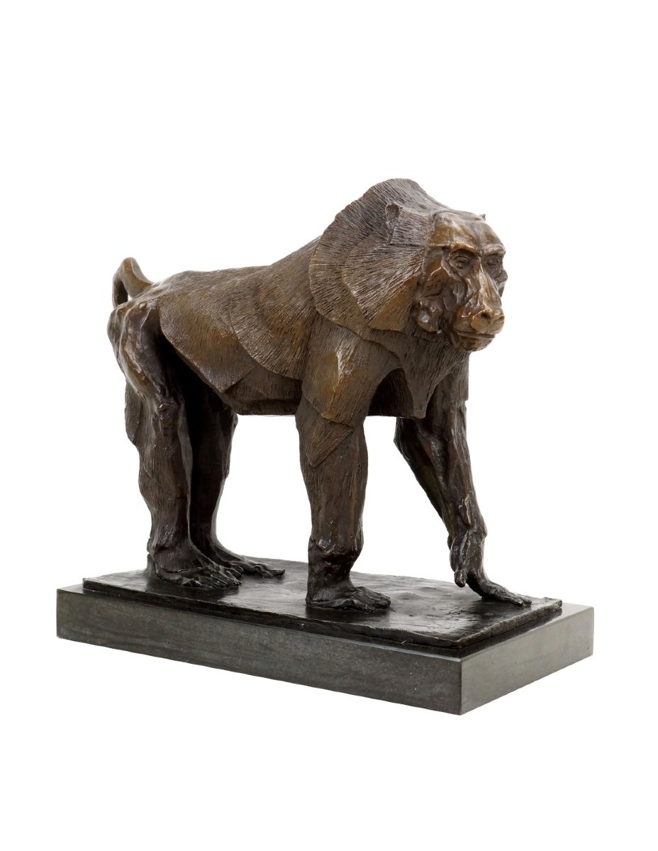 Sacred Monkey Statue, Bronze Sculpture Based On A Design By Rembrandt Bugatti-photo-5