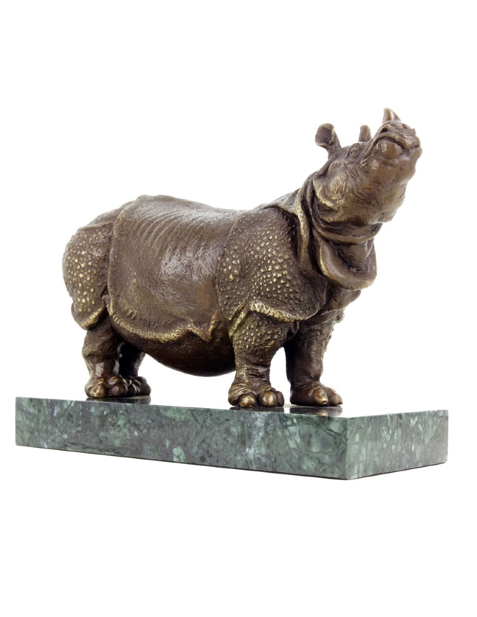 Rhinoceros Statue, Bronze Sculpture Based On A Design By Rembrandt Bugatti-photo-3