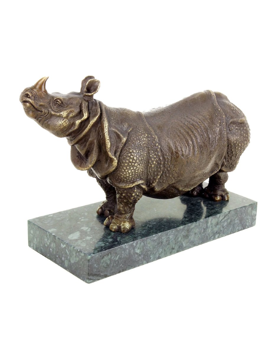 Rhinoceros Statue, Bronze Sculpture Based On A Design By Rembrandt Bugatti-photo-1