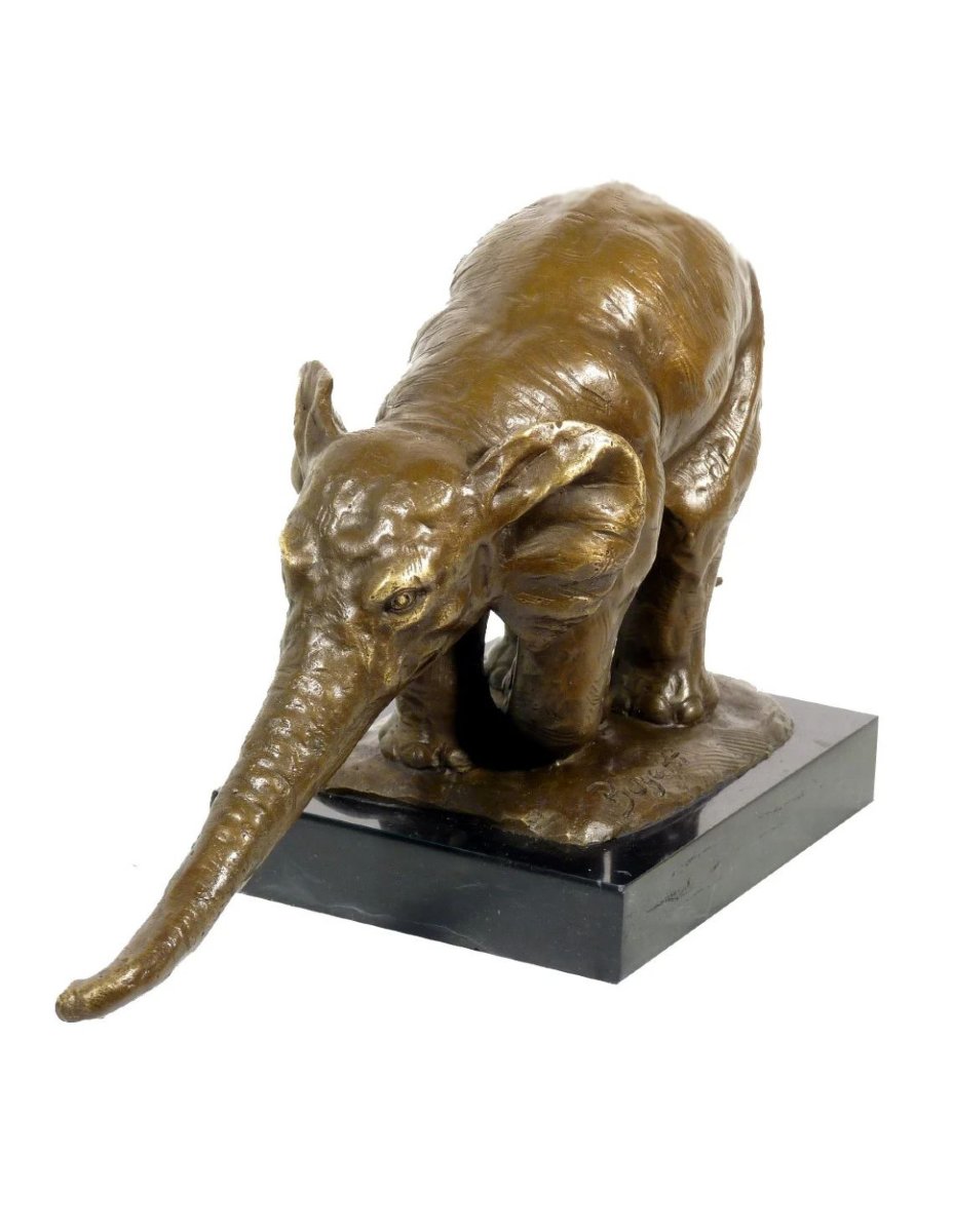 Bronze Animal Sculpture "elephant Begging," Based On A Work By Rembrandt Bugatti-photo-4