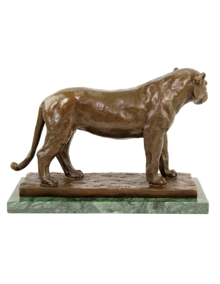 Sculpture animalière en bronze "Lionne Nubienne" d'après Rembrandt Bugatti-photo-4