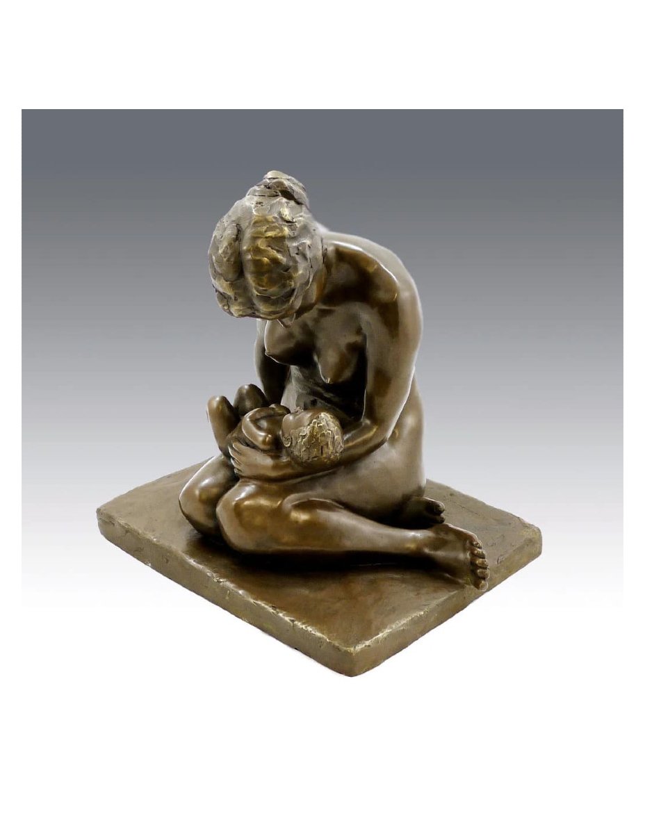 Bronze Sculpture, Reproduction, "mother And Child" By Wilhelm Lehmbruck-photo-1