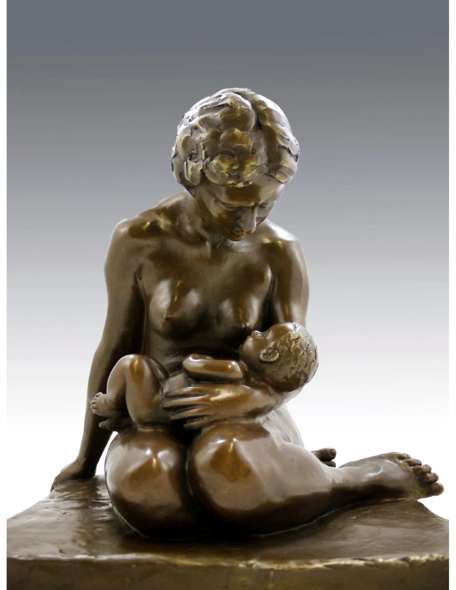 Bronze Sculpture, Reproduction, "mother And Child" By Wilhelm Lehmbruck-photo-4
