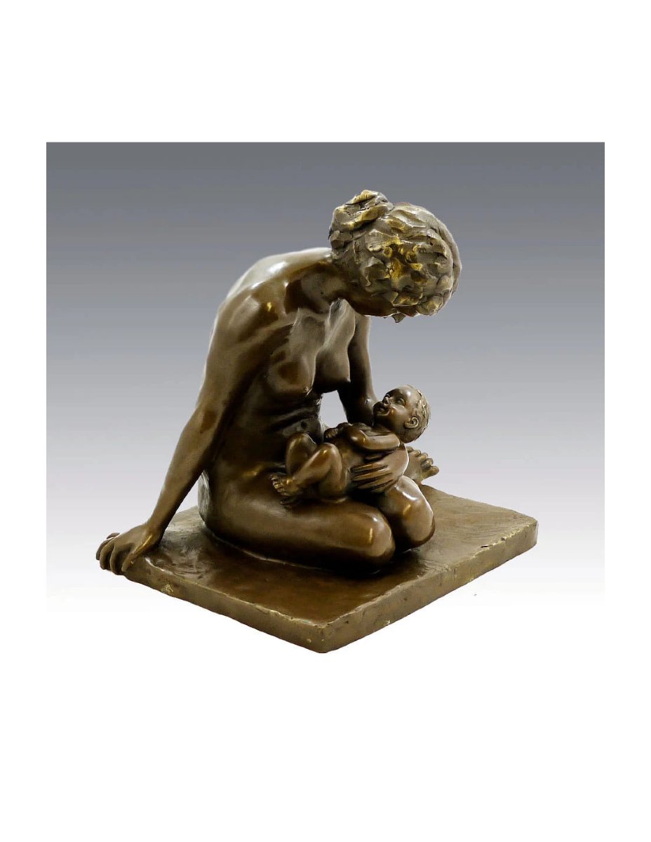 Bronze Sculpture, Reproduction, "mother And Child" By Wilhelm Lehmbruck