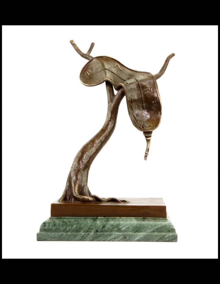 Sculpture en bronze, montre fondante dans le goût de Salvador Dalí-photo-2