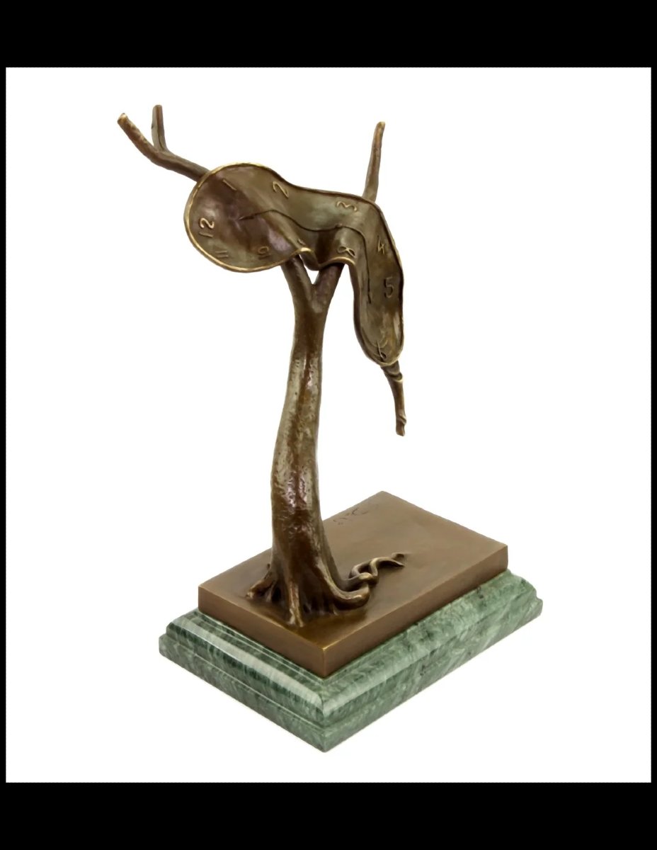 Sculpture en bronze, montre fondante dans le goût de Salvador Dalí-photo-4