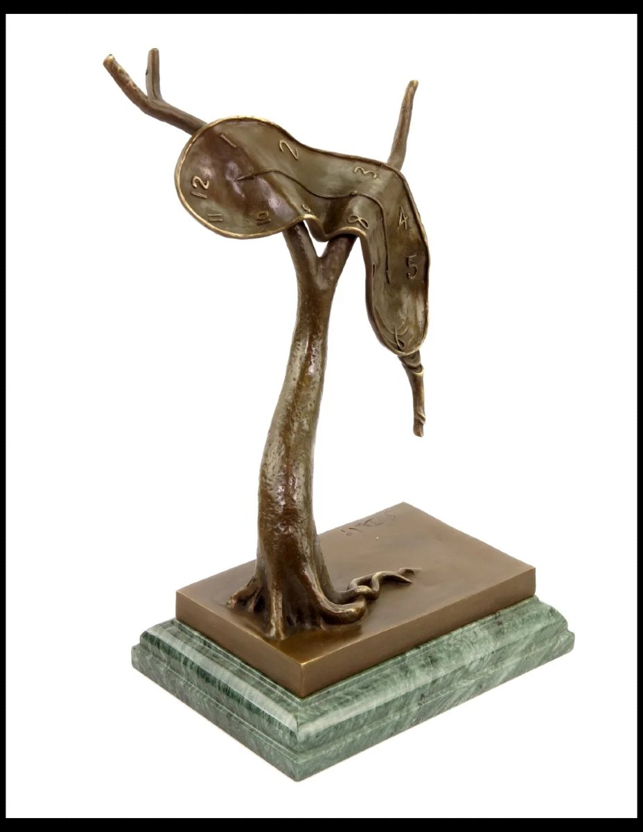 Sculpture en bronze, montre fondante dans le goût de Salvador Dalí-photo-1
