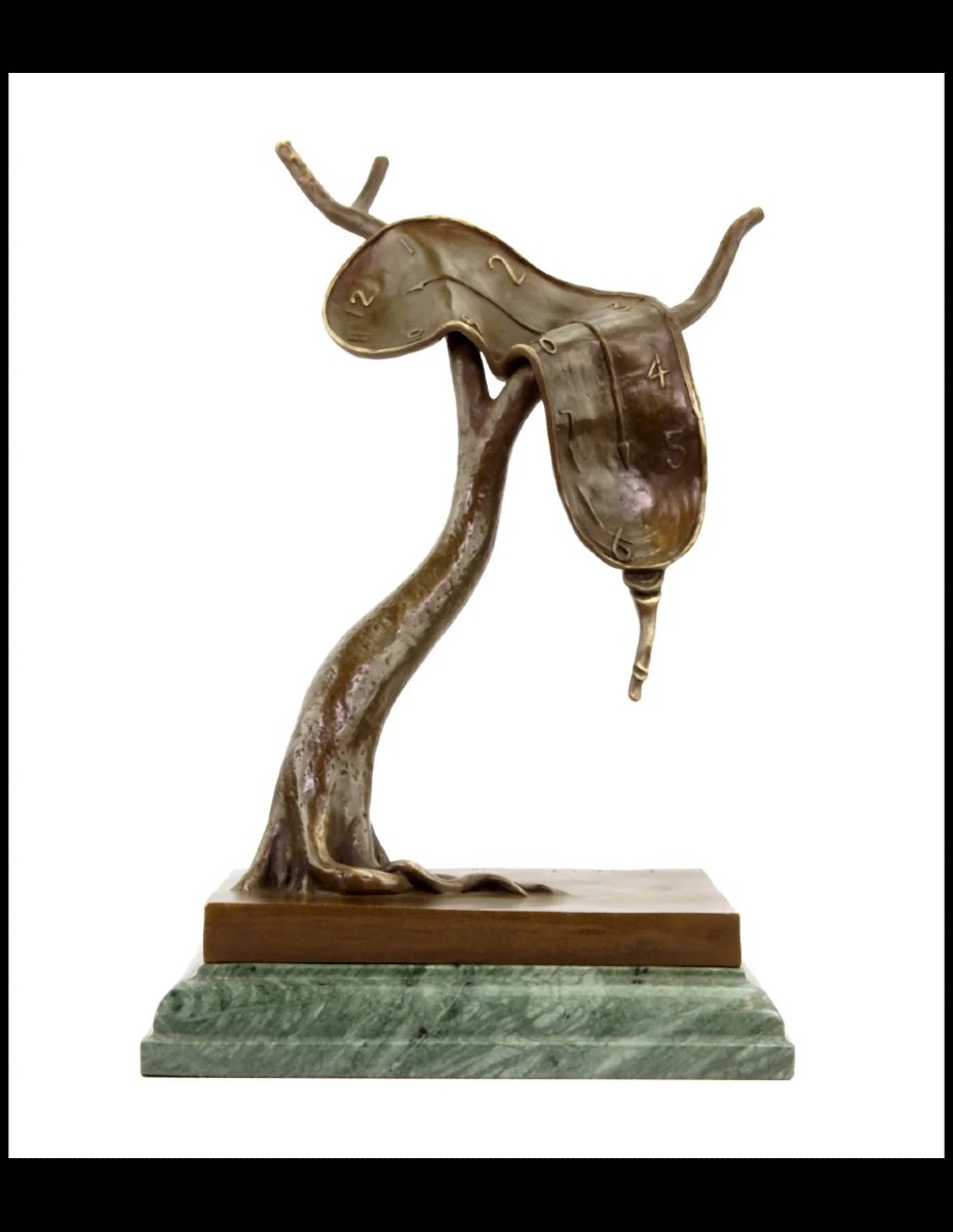Sculpture en bronze, montre fondante dans le goût de Salvador Dalí-photo-2
