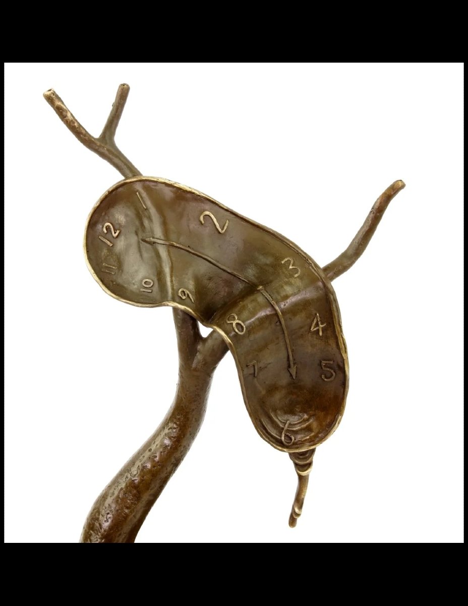 Sculpture en bronze, montre fondante dans le goût de Salvador Dalí-photo-3