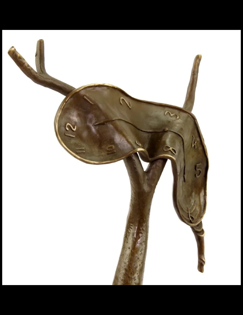 Sculpture en bronze, montre fondante dans le goût de Salvador Dalí-photo-4