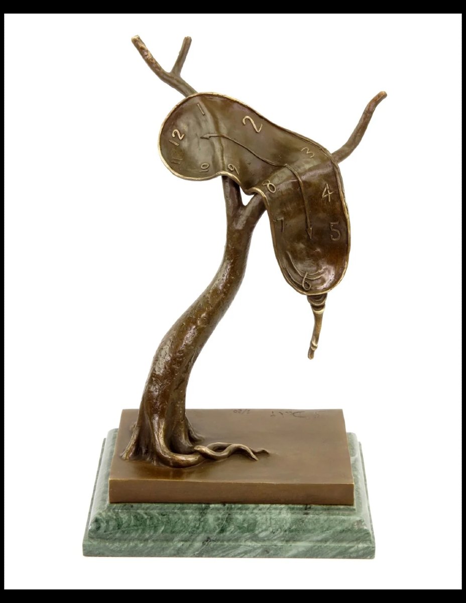 Sculpture en bronze, montre fondante dans le goût de Salvador Dalí-photo-6