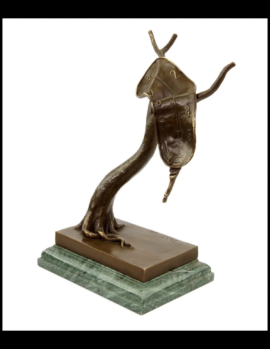 Sculpture en bronze, montre fondante dans le goût de Salvador Dalí